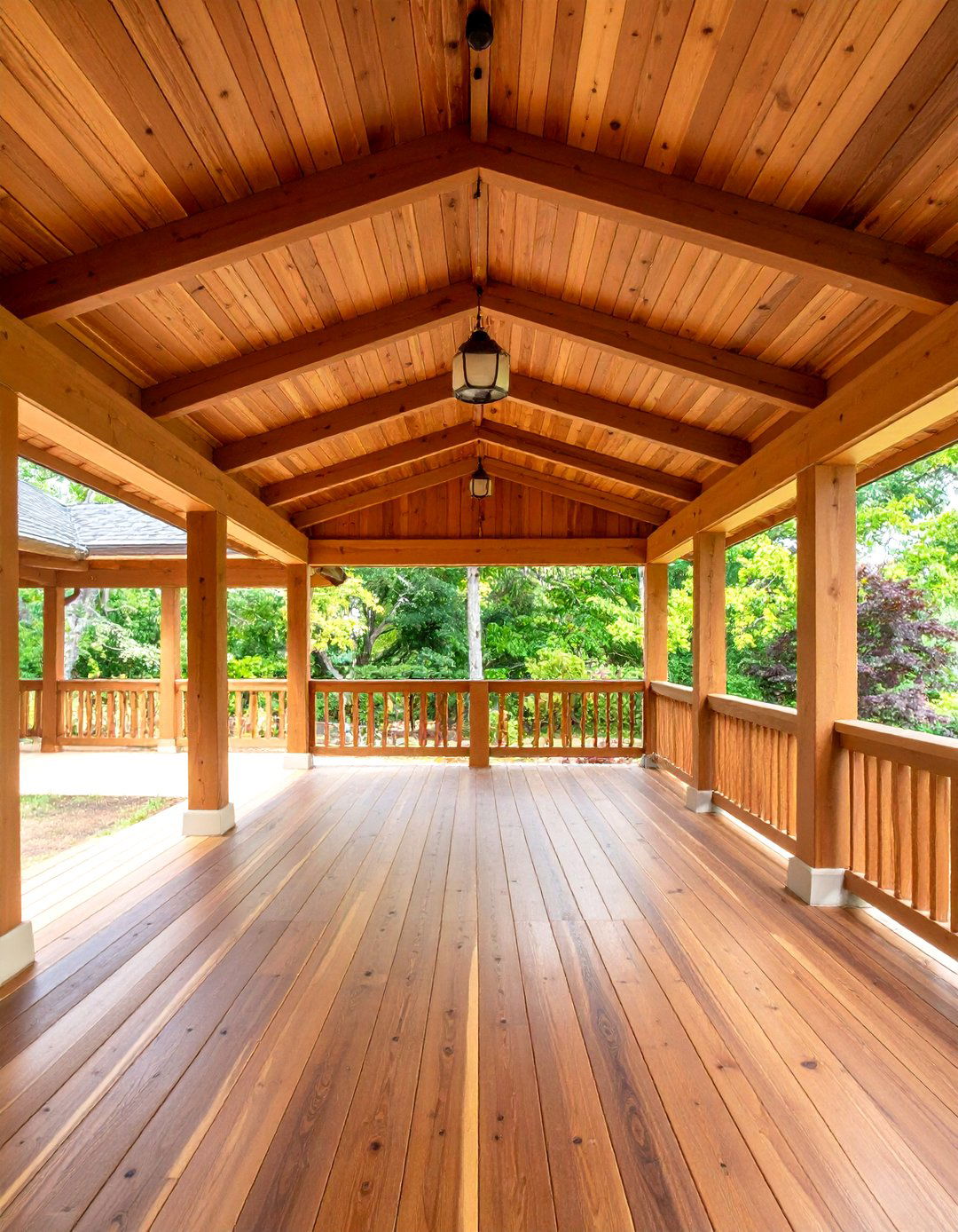 Stained Wood Plank Porch Ceiling - 20 Porch Ceiling Ideas