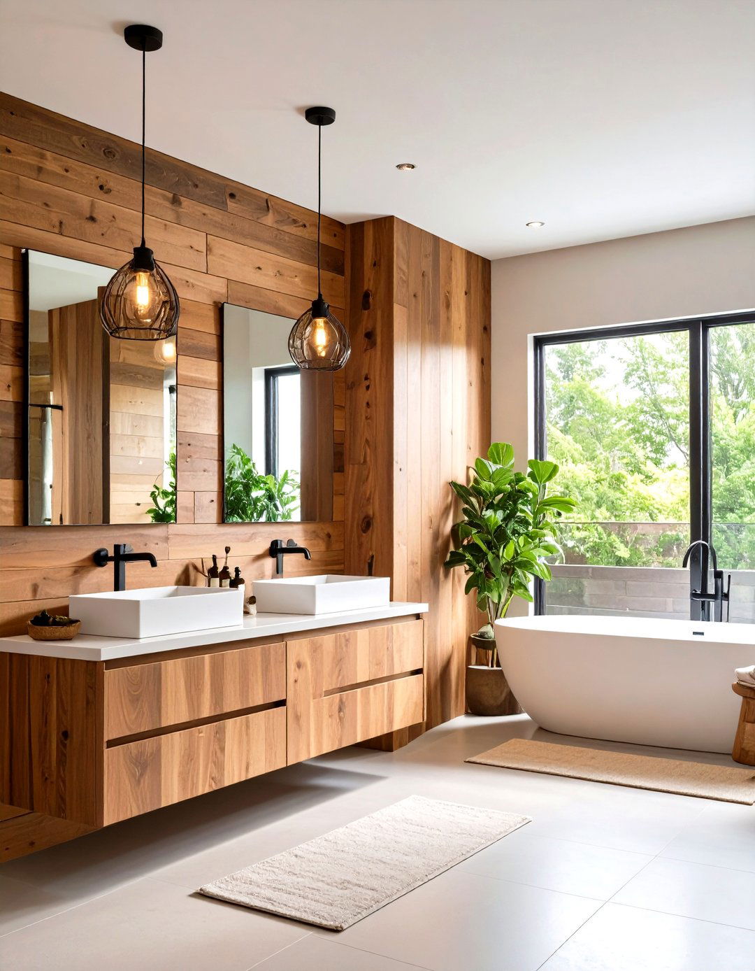 Stained Wood Shiplap Bathroom Warmth - 20 shiplap bathroom ideas