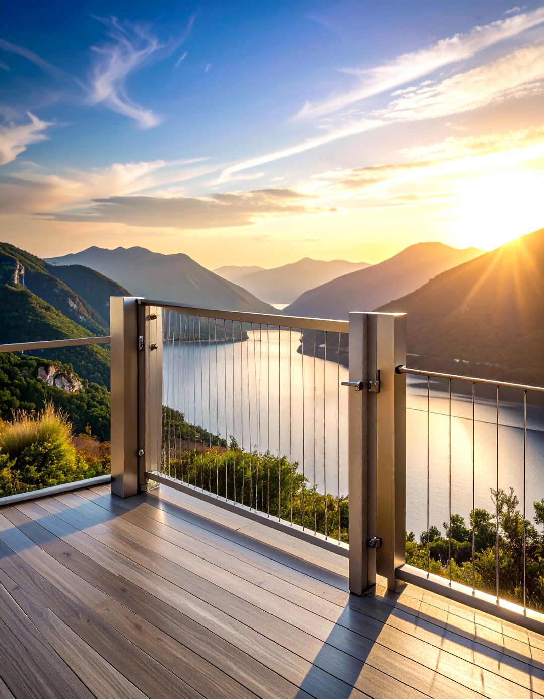 Stainless Cable Railing Deck Gate Keeps Views Open - 20 Deck Gate Ideas