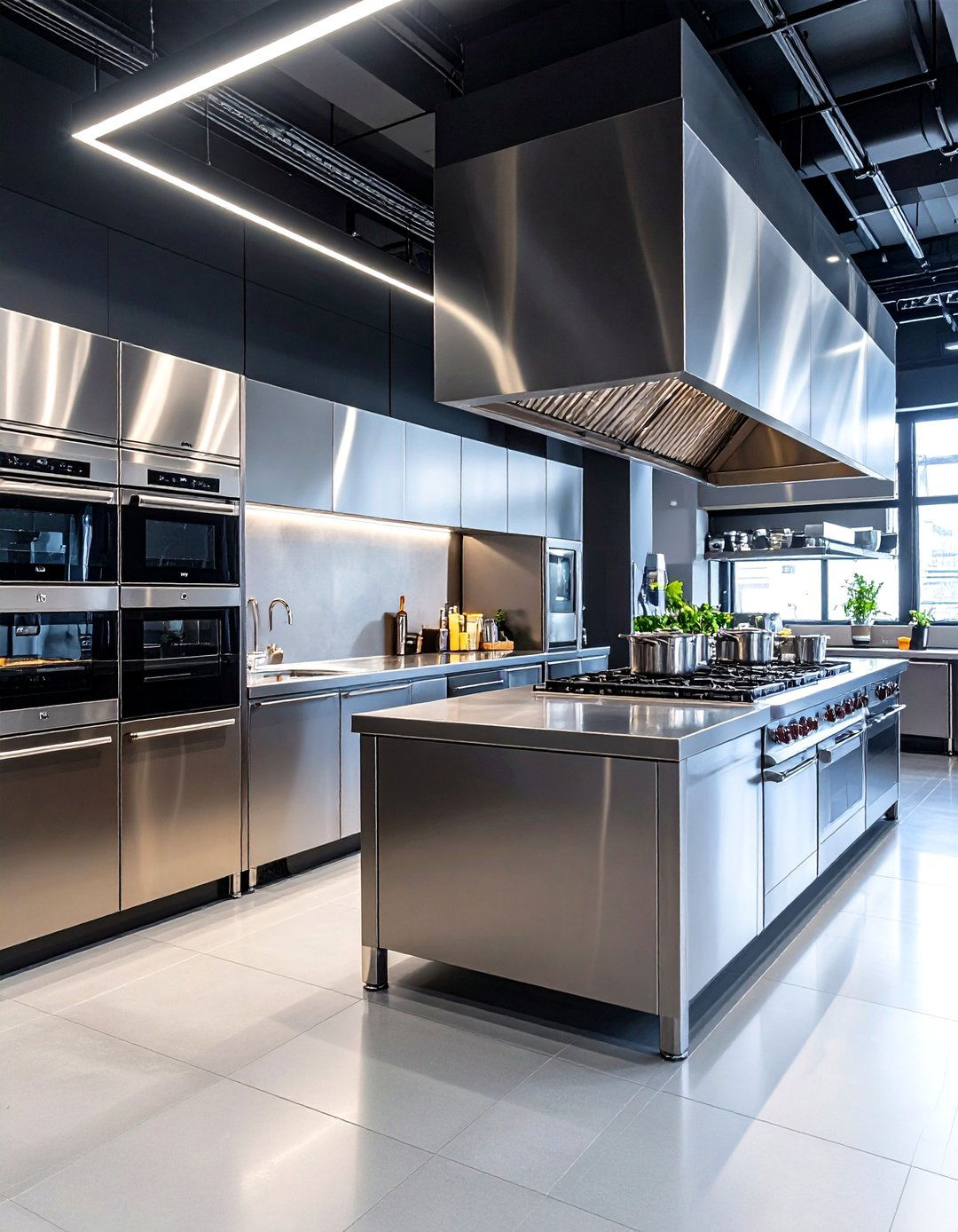 Stainless Steel Appliance Kitchens With Grey Floors - 20 Kitchens With Grey Floors