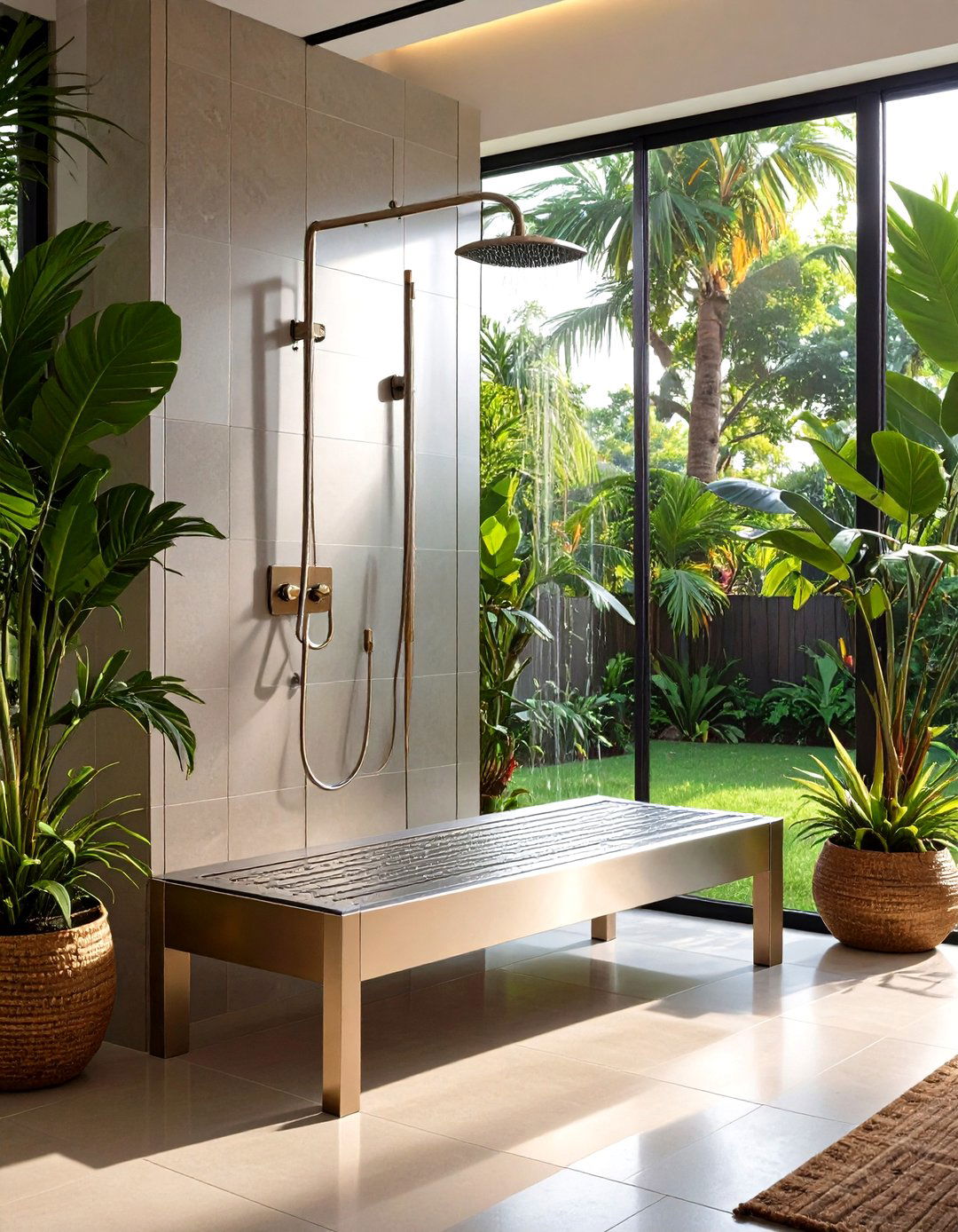 Stainless Steel Bench - 20 Shower Bench Ideas
