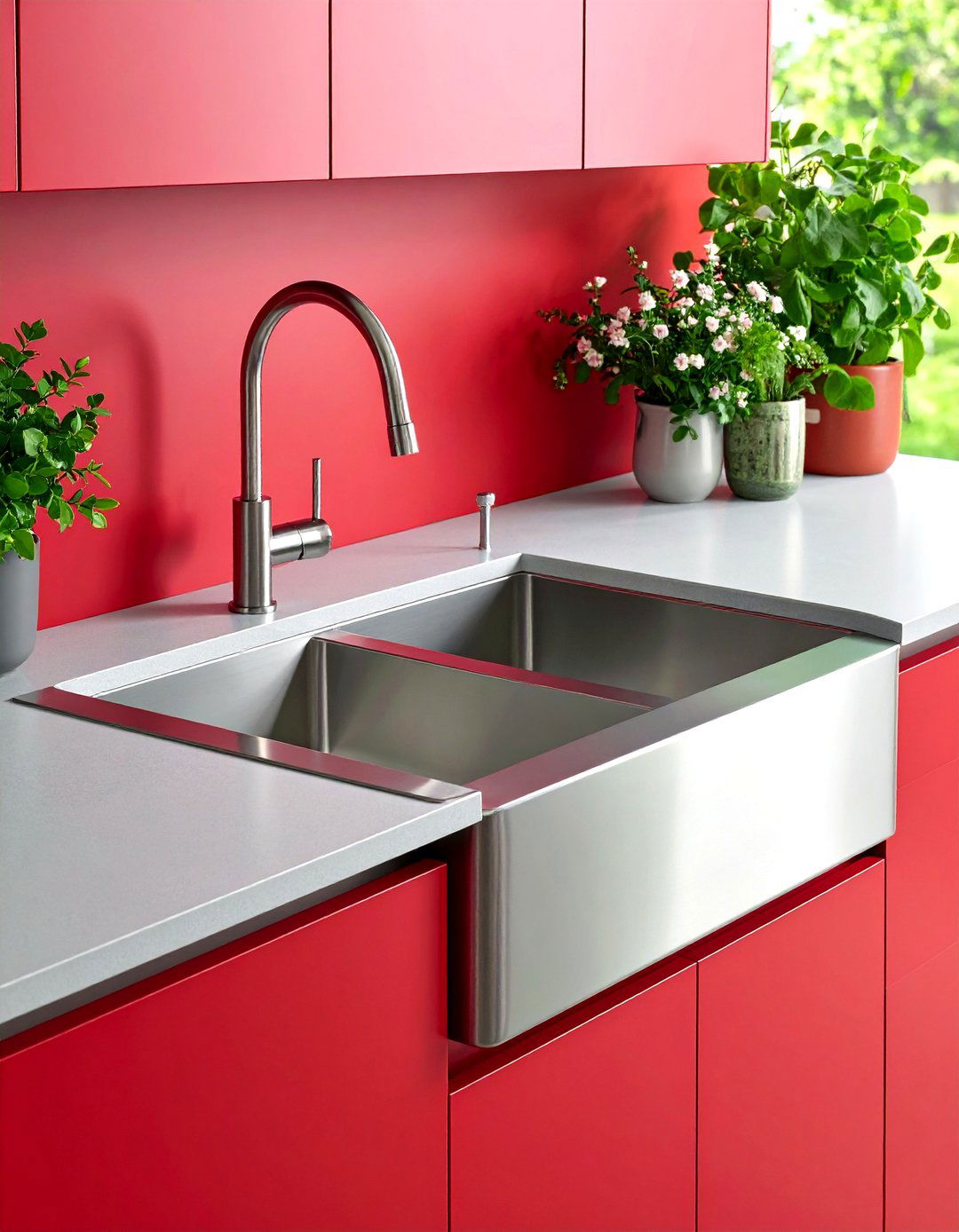 Stainless Steel Corner Kitchen Sink with Double Bowl - 20 Corner Kitchen Sink Ideas