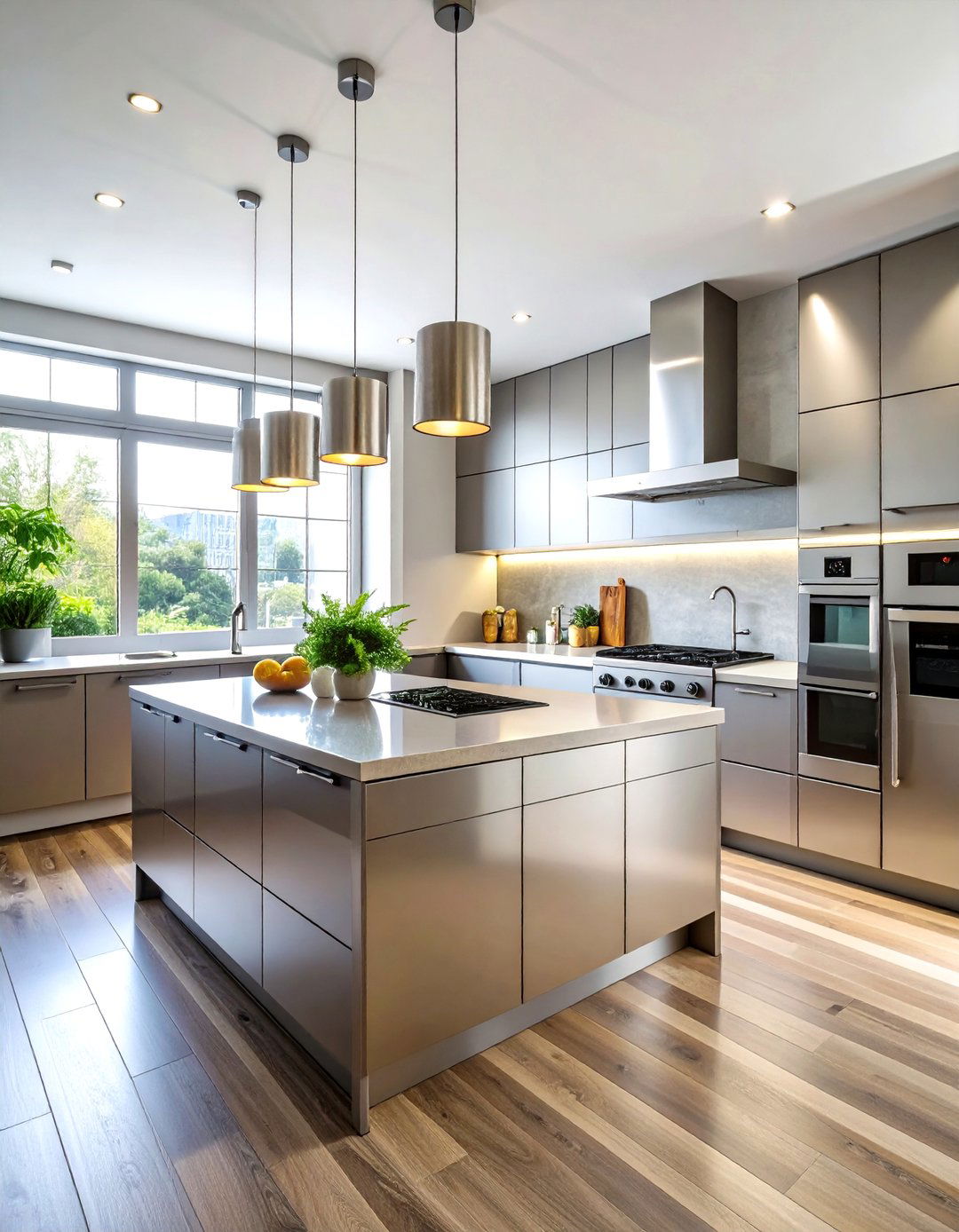 Stainless Steel Kitchen Accent Wall with Professional Grade Appeal - 20 Kitchen Accent Wall Ideas