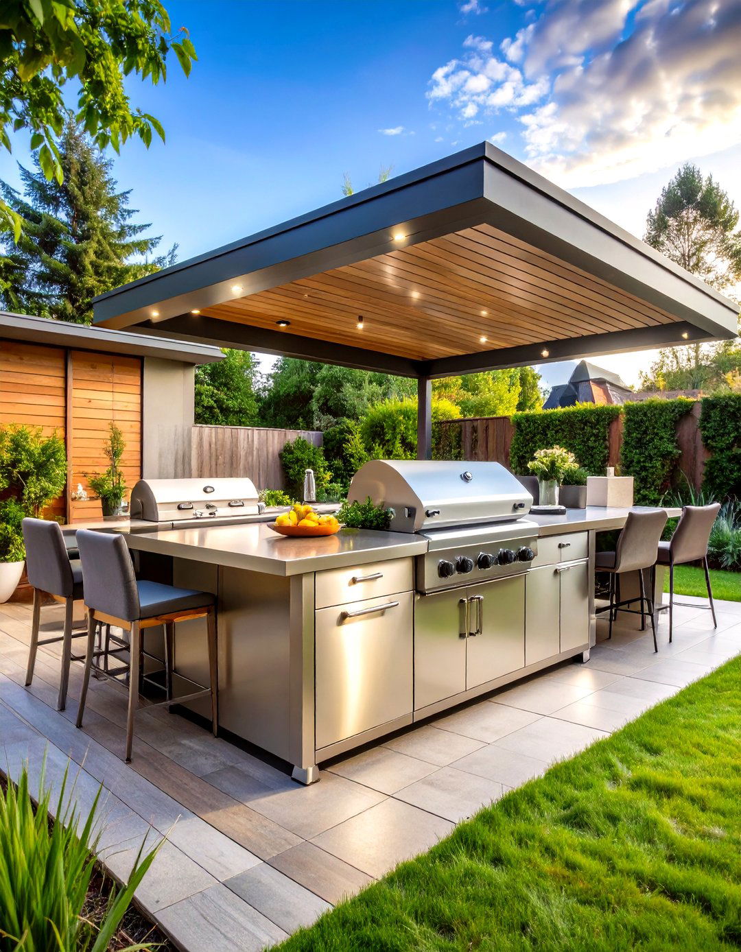 Stainless Steel Modern Outdoor Kitchen Island - 20 Outdoor Kitchen Island Ideas