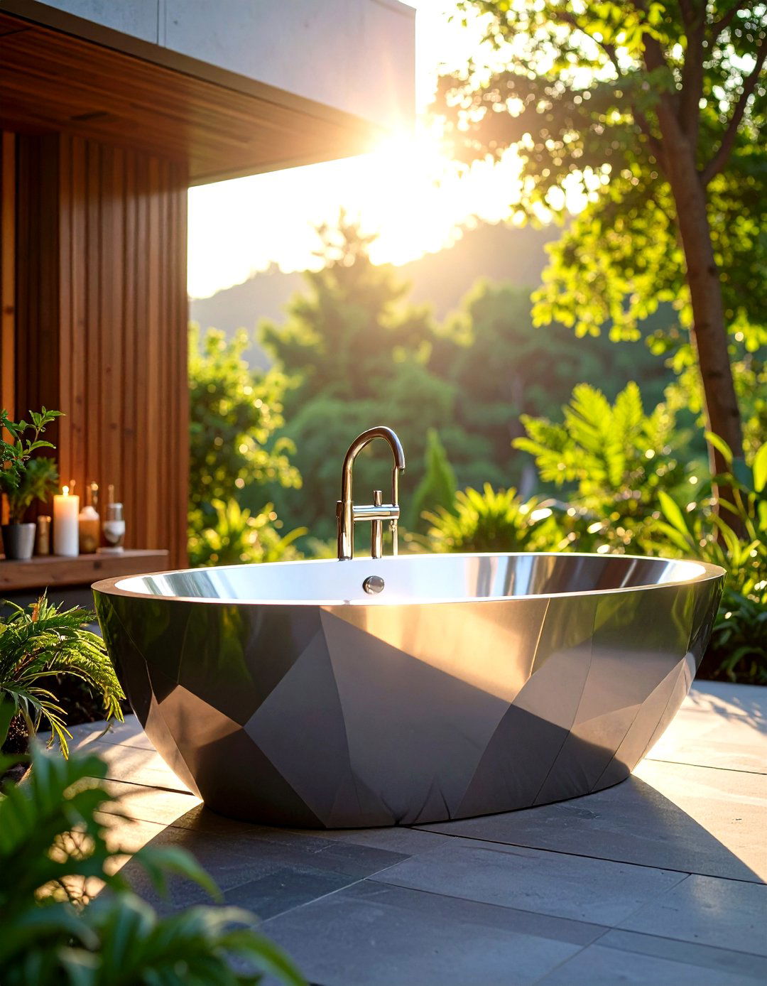 Stainless Steel Outdoor Bathtub for Contemporary Design - 20 Outdoor Bathtub Ideas