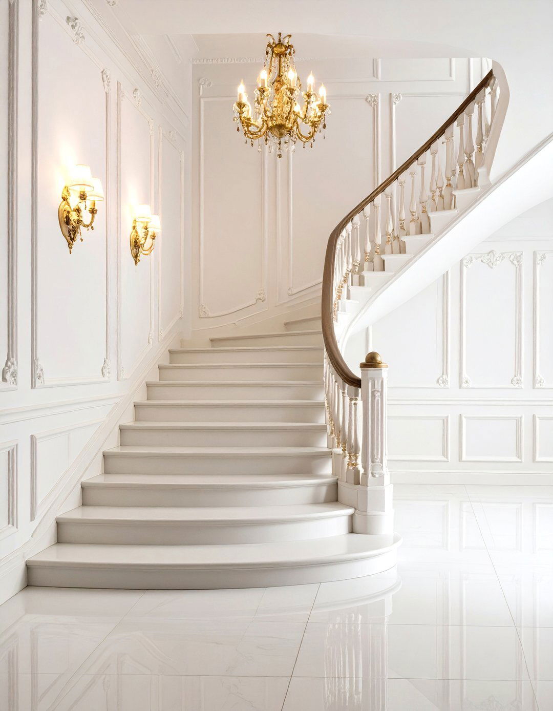 Staircase Continuation Half Wall Paneling for Flow - 20 Half Wall Paneling Ideas