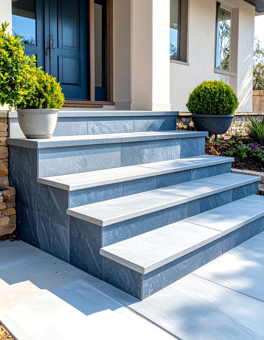 Stamped Concrete Patio Steps with Textured Patterns - 20 Patio Steps Ideas
