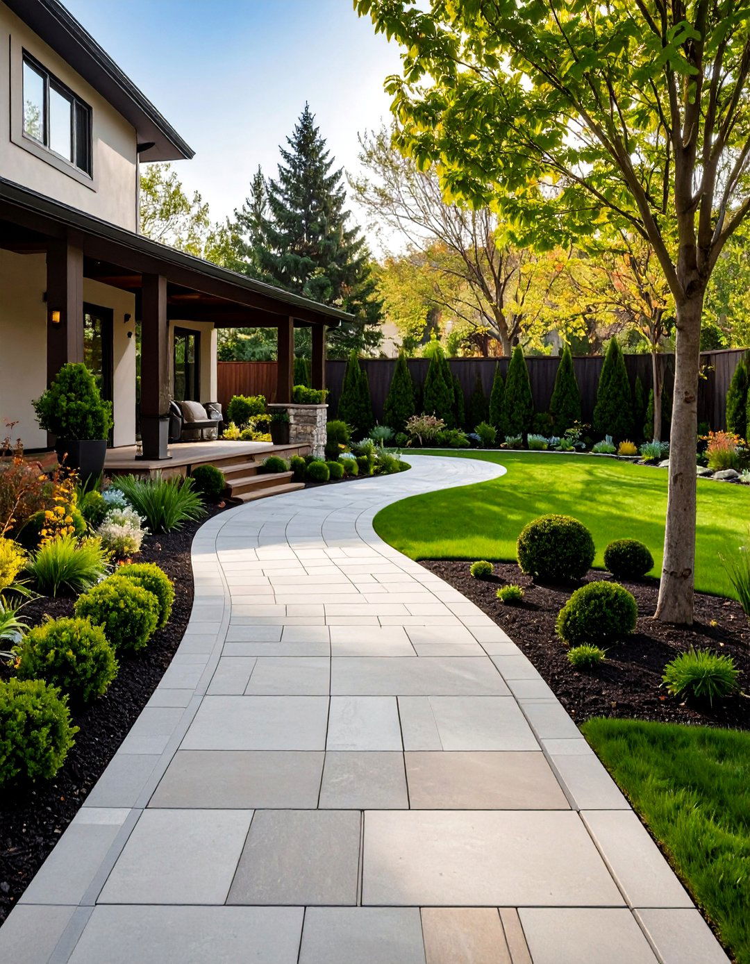Stamped Texture Concrete Paver Walkway - 20 Concrete Paver Walkway Ideas