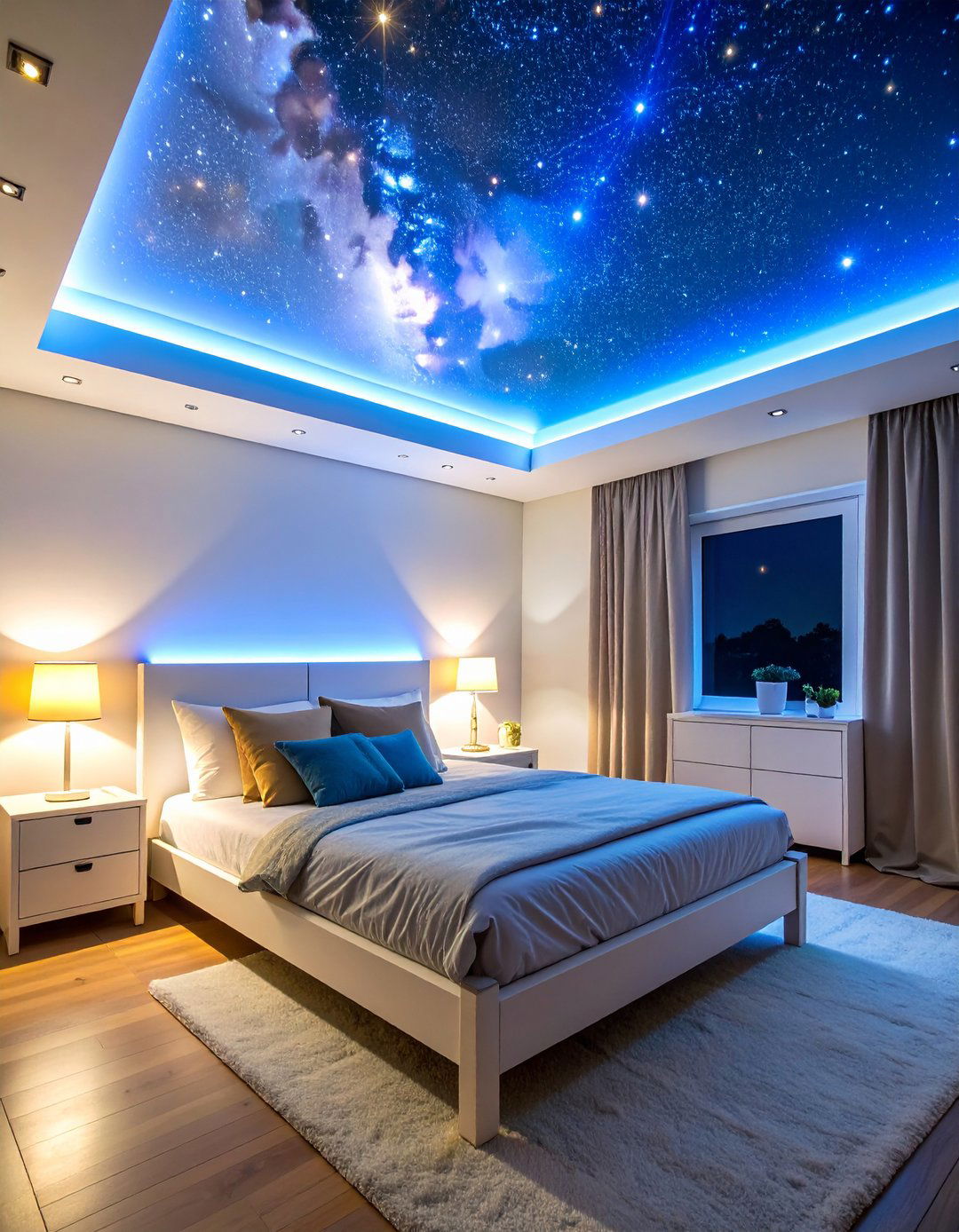 Star Projectors Turn Ceilings into Cosmic Skies above a Fairy themed Bedroom - 20 Fairy-themed Bedroom Ideas