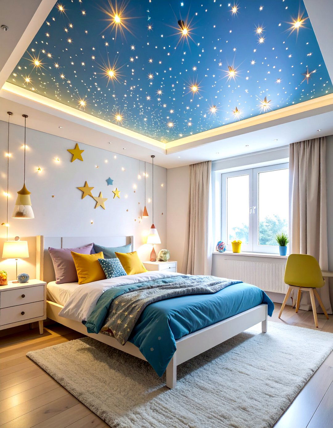 Starry Pop Ceiling Design with Fiber Optic Integration - 20 Pop Ceiling Design Ideas