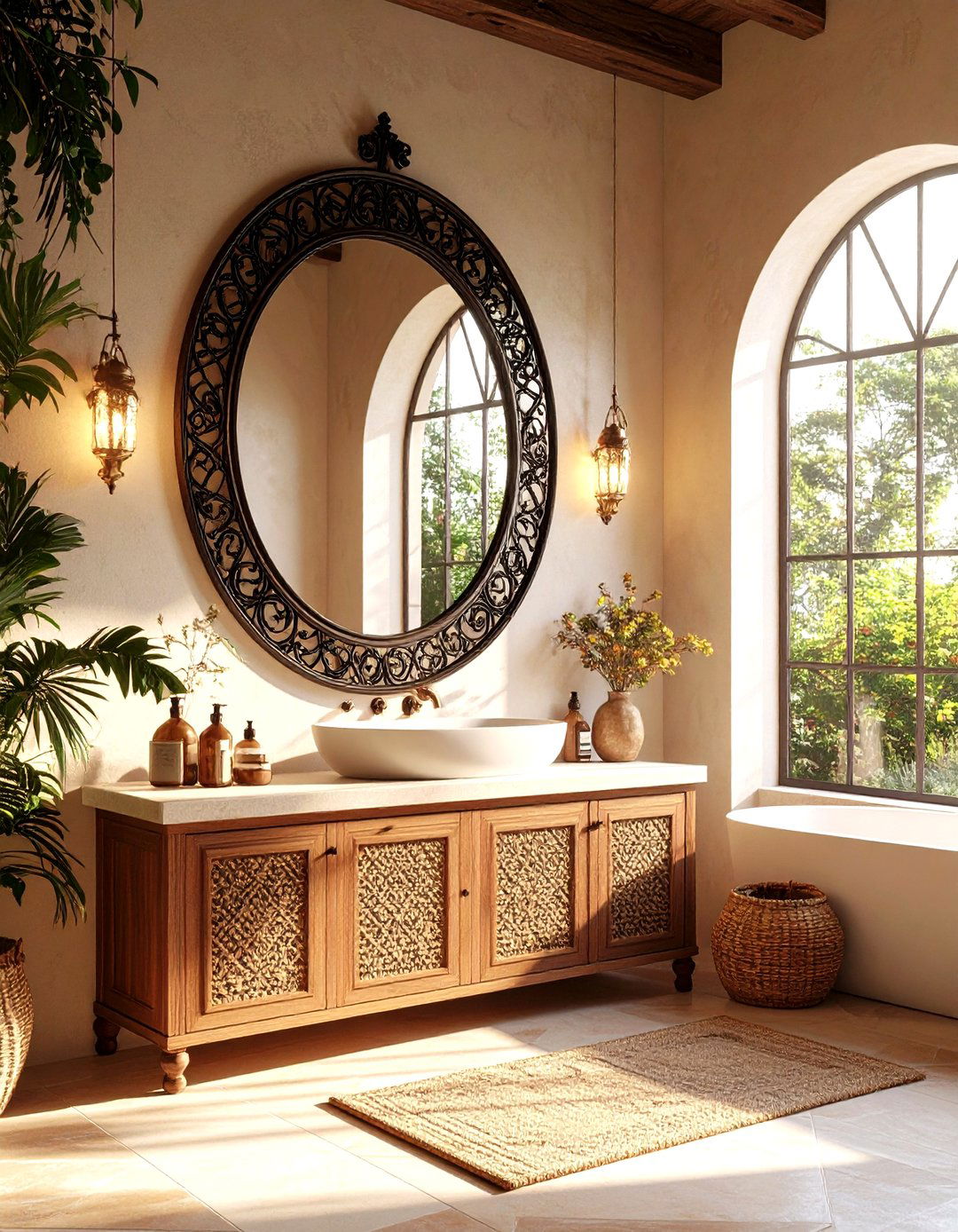 Statement Arched Mirrors - 20 Spanish Style Bathroom Ideas