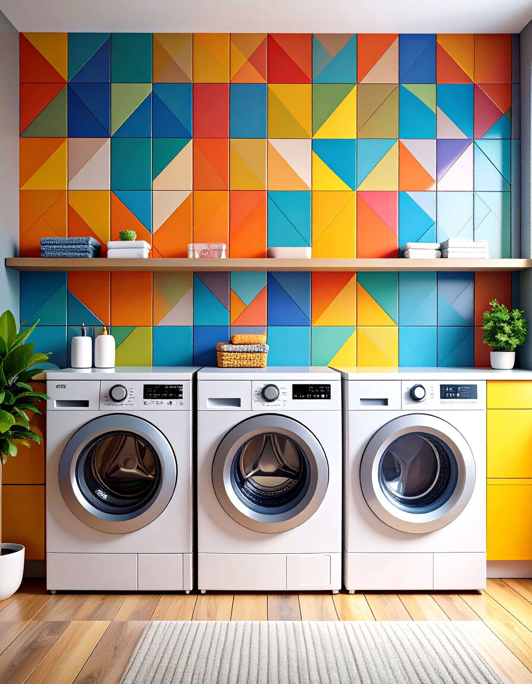 Statement Backsplash Tile - 20 Stackable Laundry Room Ideas