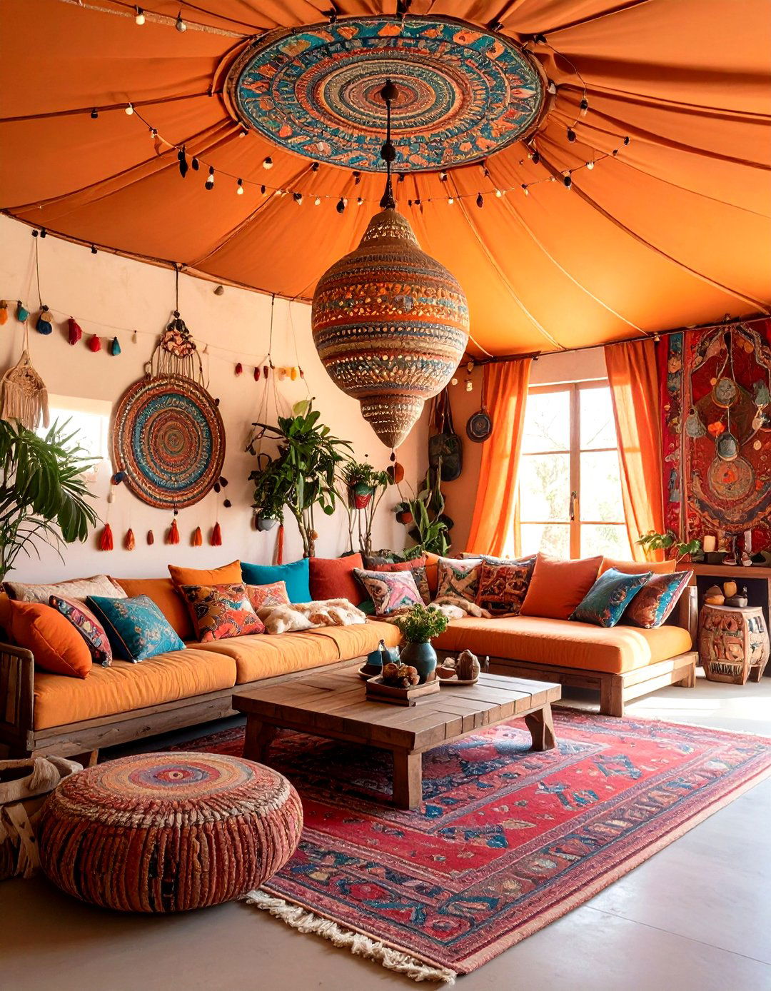 Statement Bohemian Ceilings Above - 20 Gypsy Bohemian Living Room Ideas