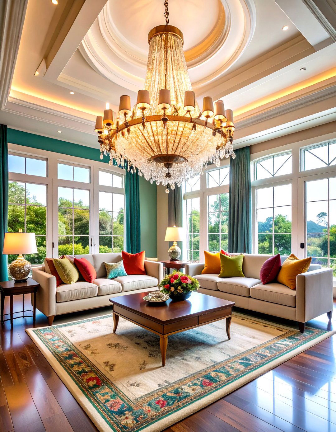 Statement Chandelier Open Concept Vaulted Ceiling Living Room - 20 Open Concept Vaulted Ceiling Living Room Ideas