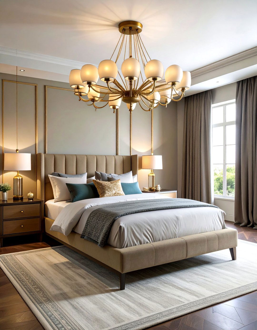 Statement Chandelier for a Gold Bedroom - 20 Gold Bedroom Ideas