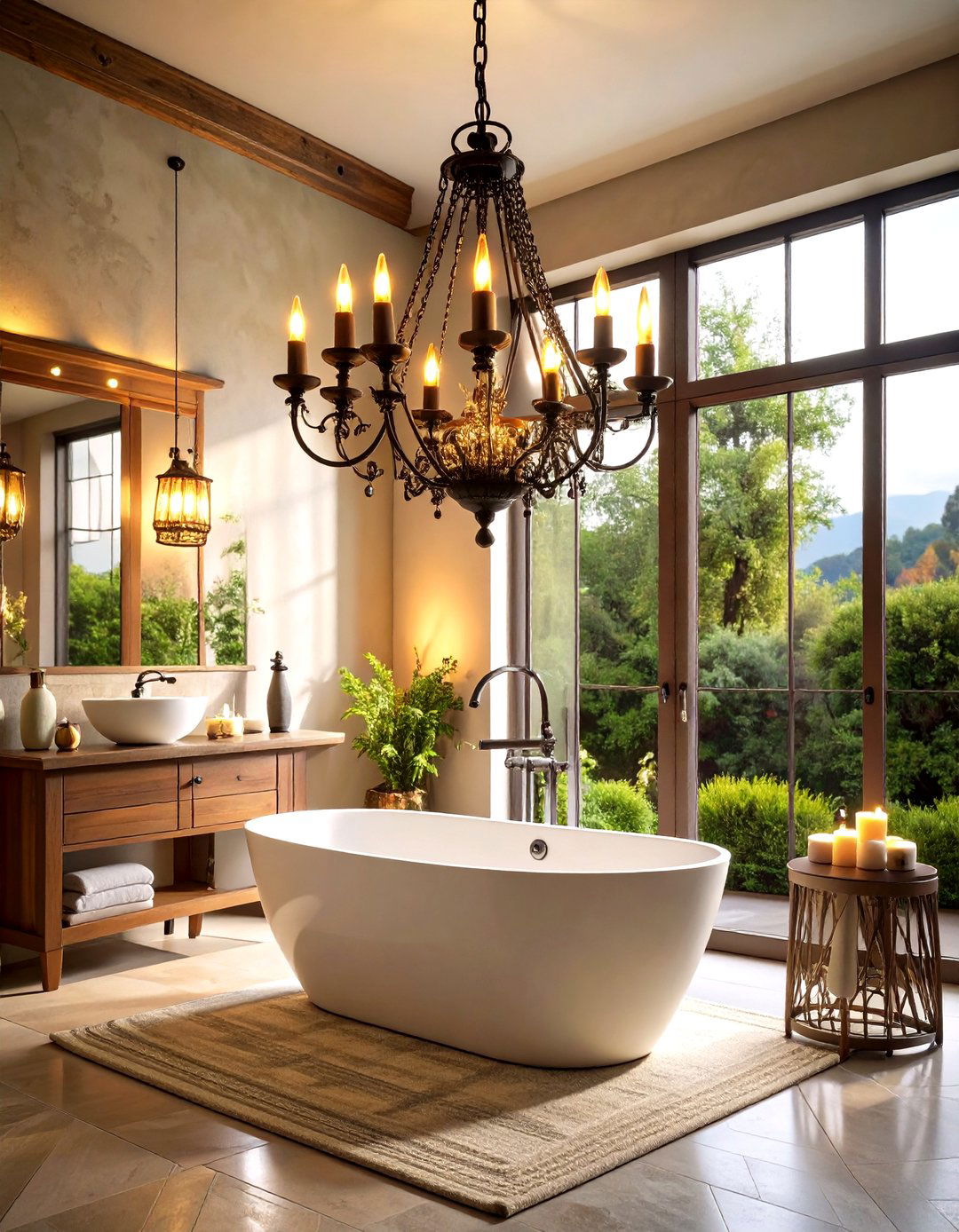 Statement Chandeliers and Lighting - 20 Tuscan Bathroom Ideas