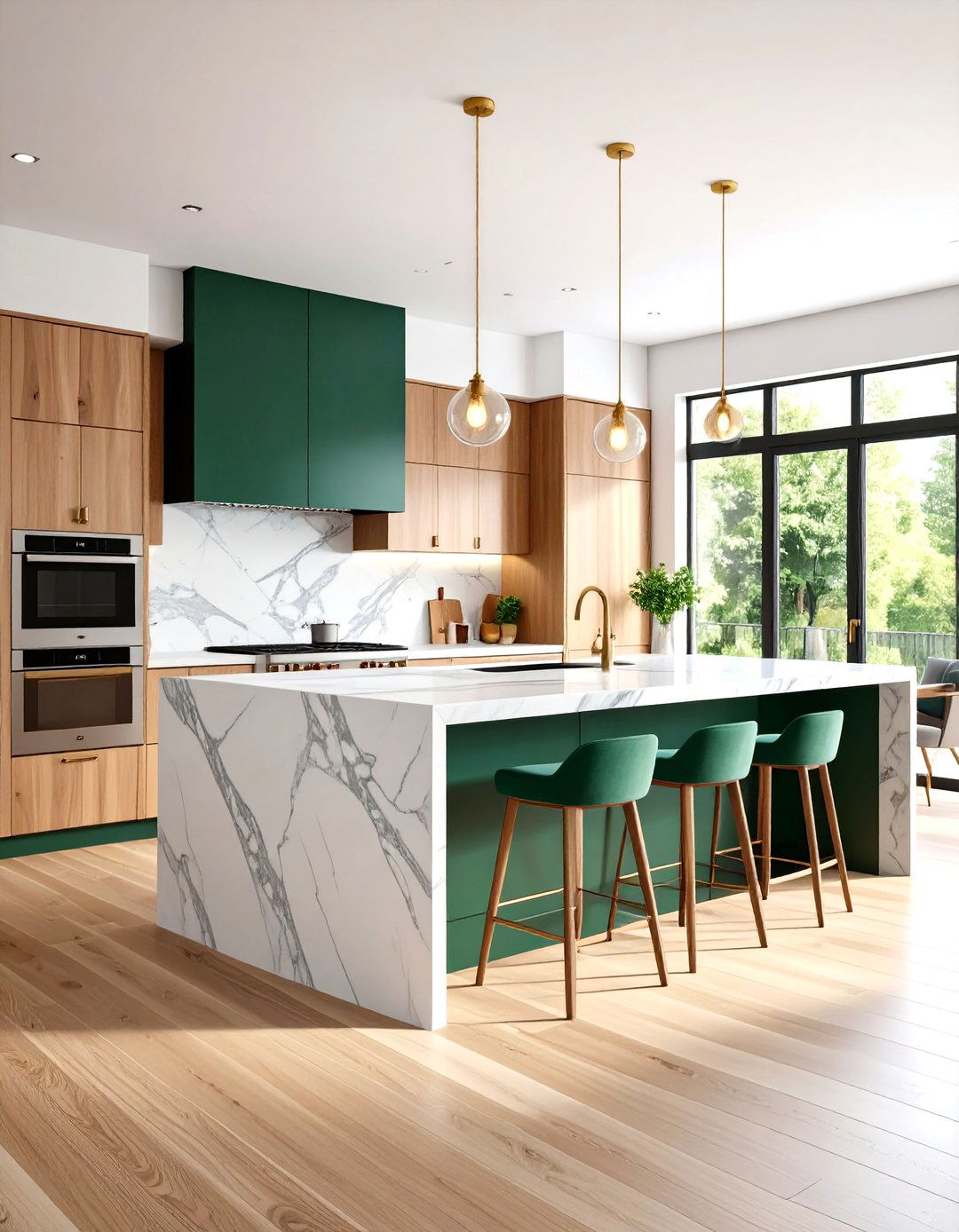 Statement Emerald Island - 20 Emerald Green Kitchen Ideas
