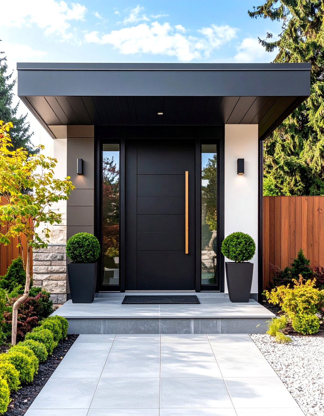 Statement Entry Black Door on a Dark Olive Green House - 20 Dark Olive Green House With Black Trim