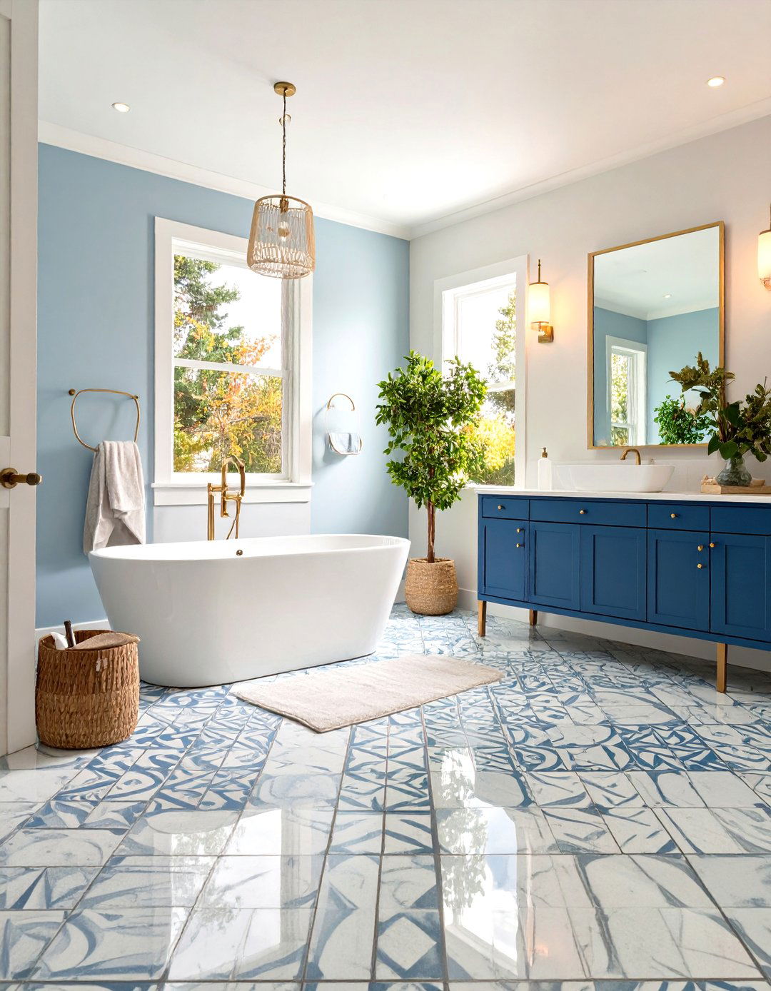 Statement Floor Tile as a Showpiece - 20 Guest Bathroom Ideas