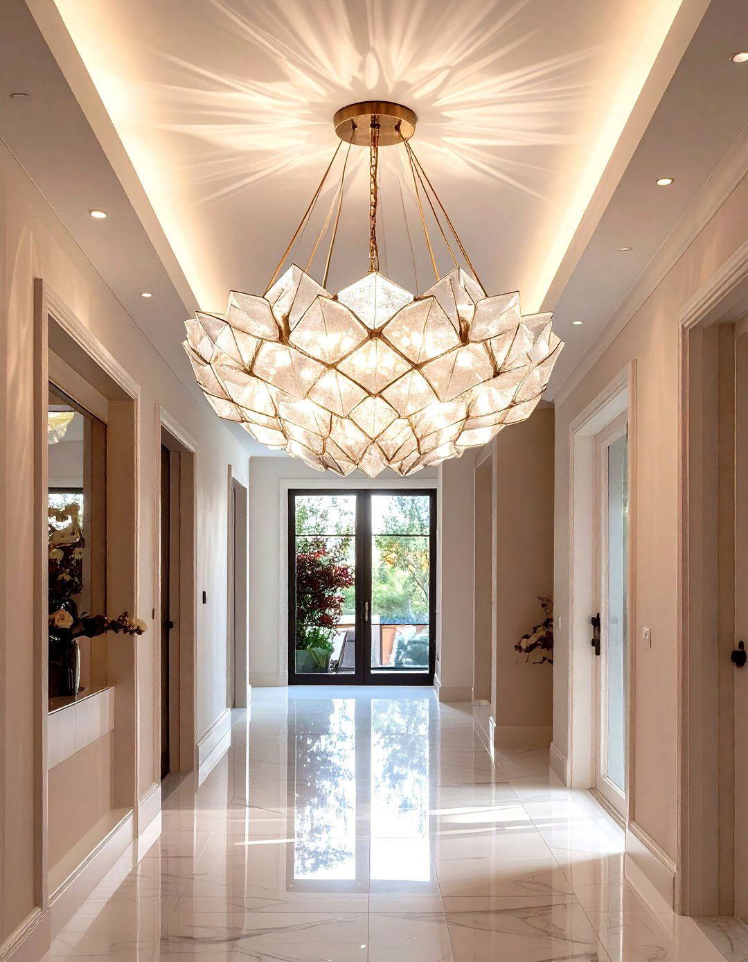 Statement Flush Mounts in Narrow Hallways - 20 Hallway Lighting Ideas