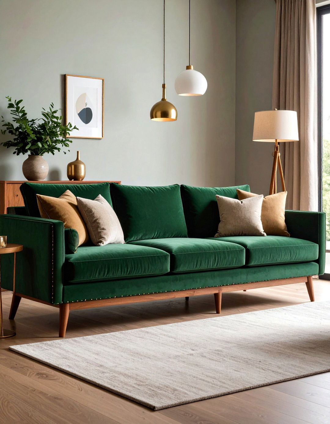 Statement Forest Green Velvet Sofa - 20 Forest Green Living Room Ideas