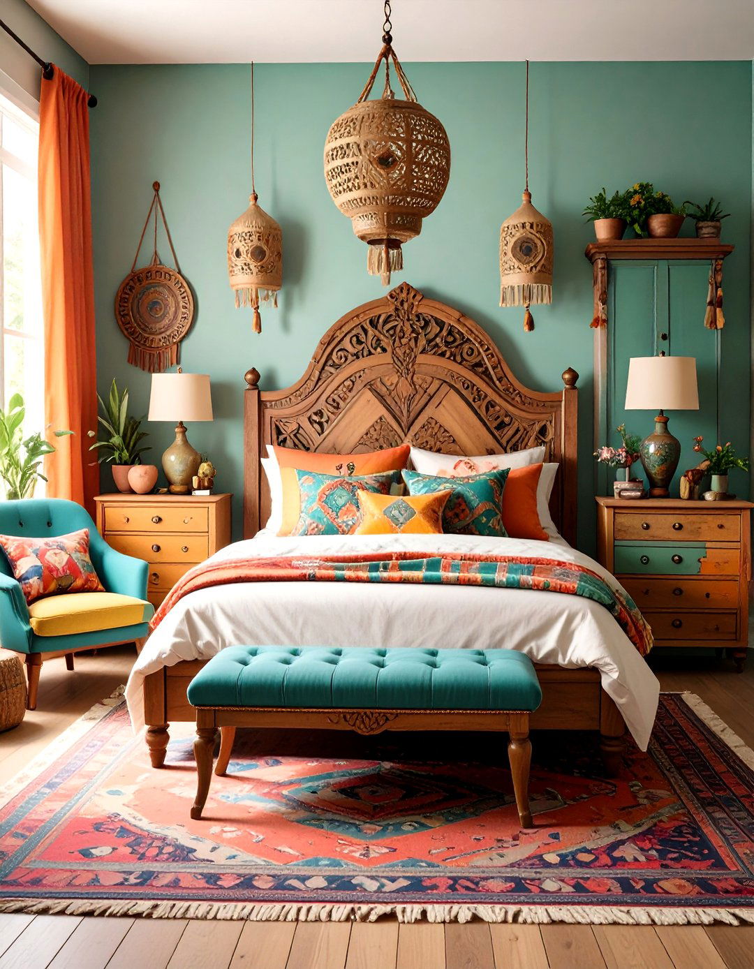 Statement Furniture Boho Bedroom Pieces - 20 Colorful Boho Bedroom Ideas