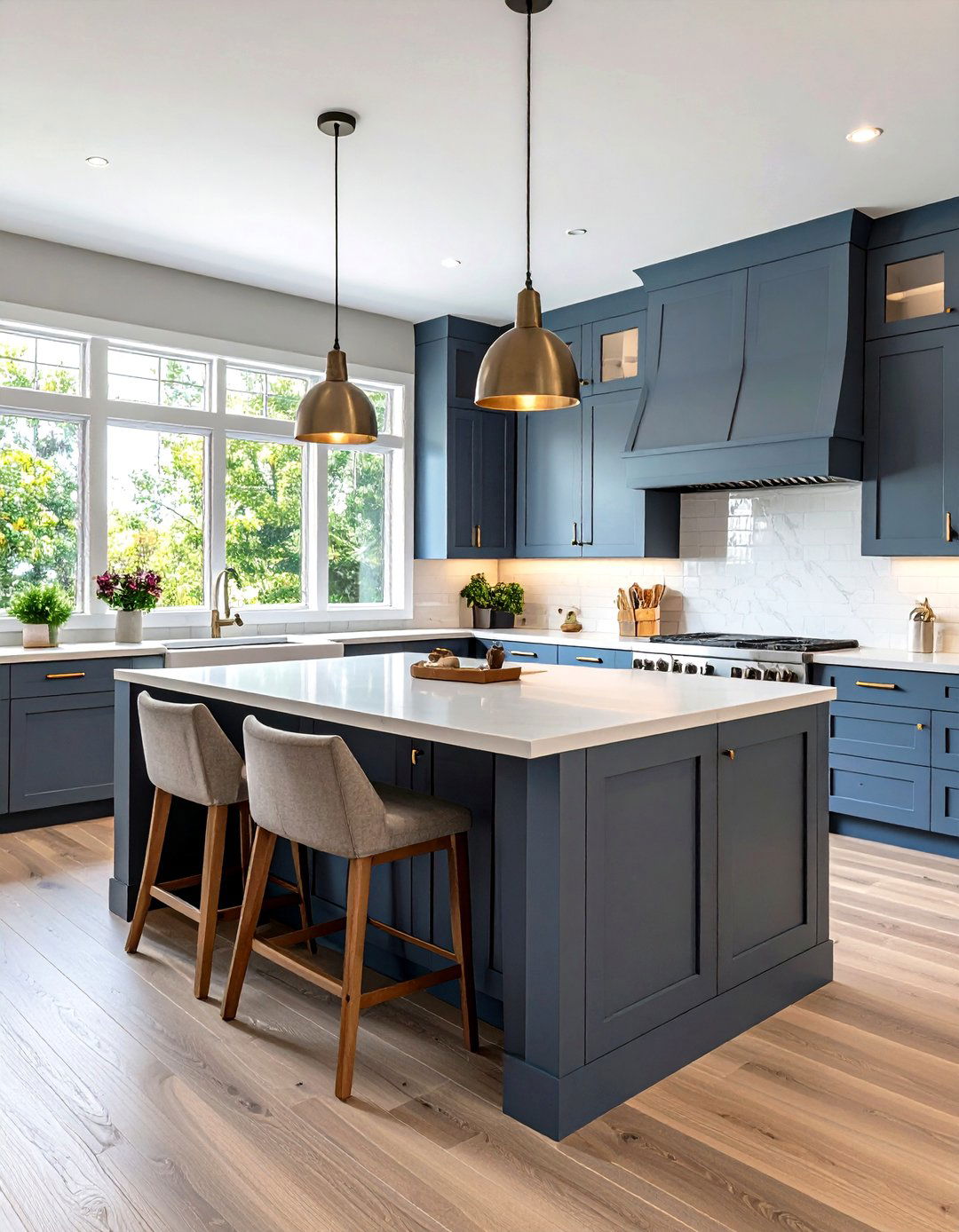 Statement Gray Island Centerpiece - 20 Grey and White Kitchen Ideas