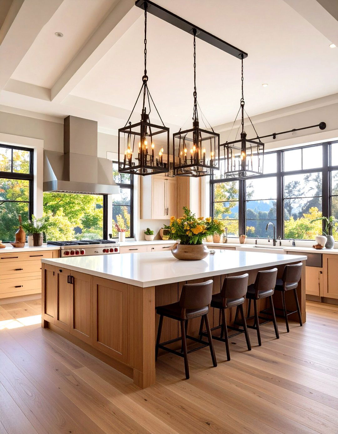 Statement Light Fixtures - 20 Vaulted Ceiling Kitchen Ideas