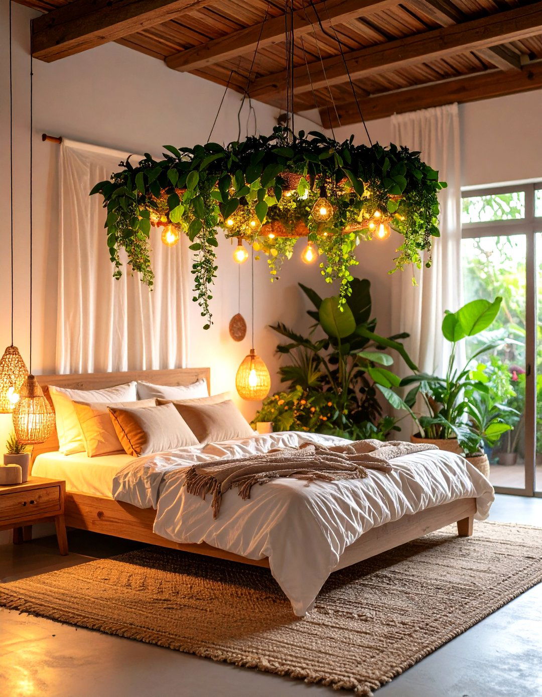 Statement Lighting Boho Bedroom Centerpiece - 20 Colorful Boho Bedroom Ideas
