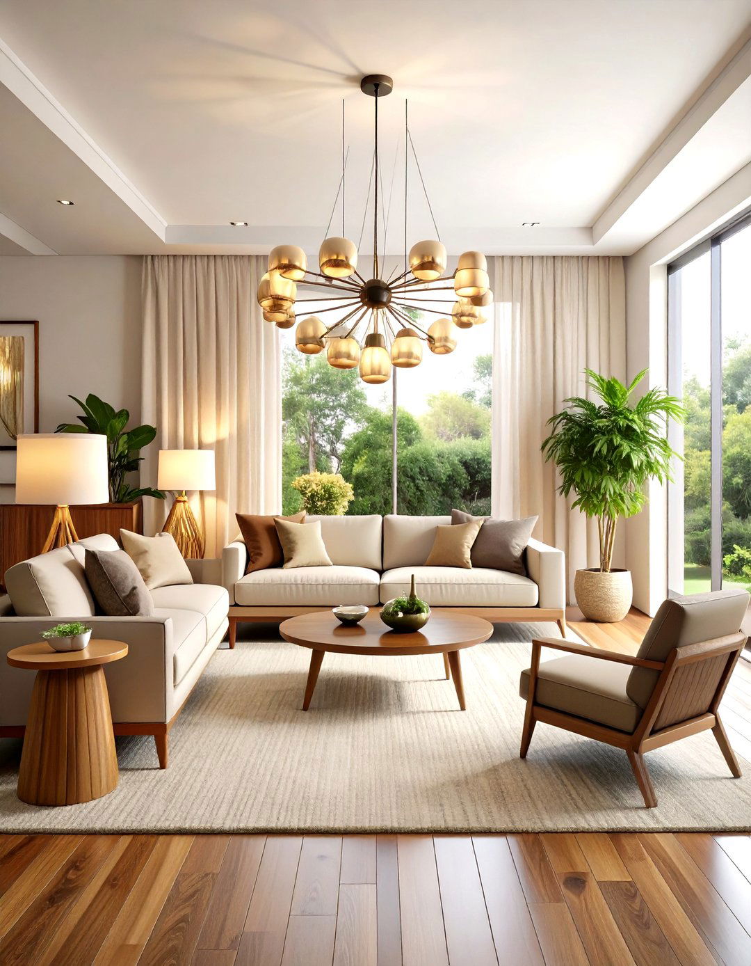 Statement Lighting Mid Century Modern Living Room - 20 Mid-Century Modern Living Room Ideas
