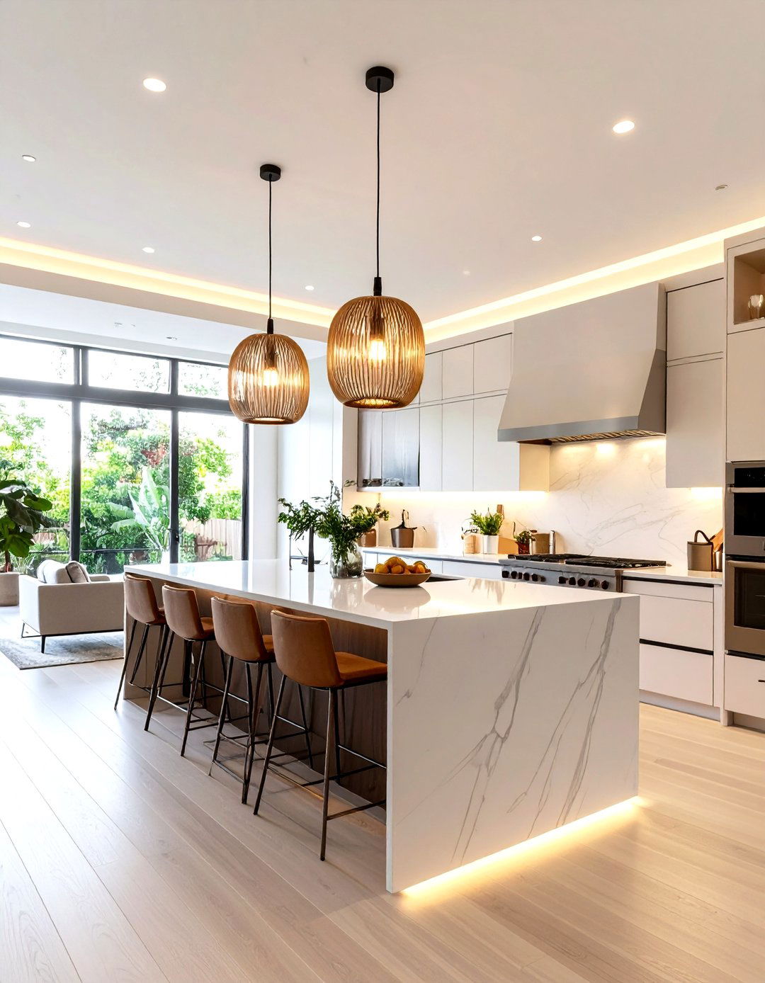 Statement Lighting Open Kitchen Living Room - 20 Open Kitchen Living Room Ideas