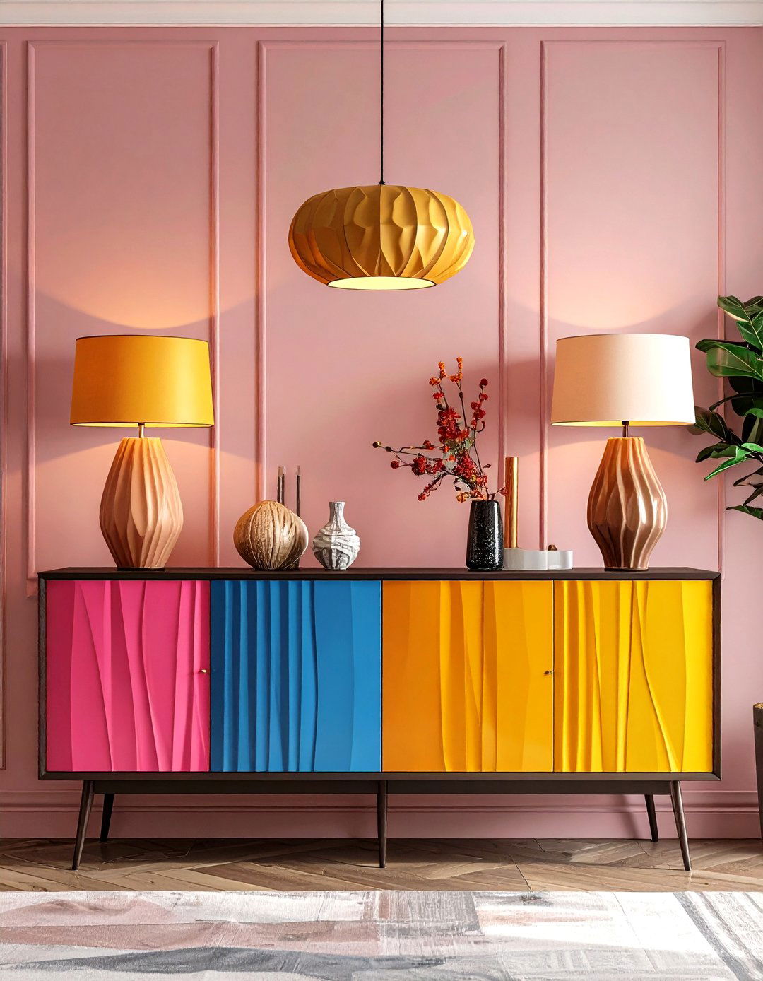 Statement Lighting or Lamp Pair - 20 Sideboard Decor Ideas