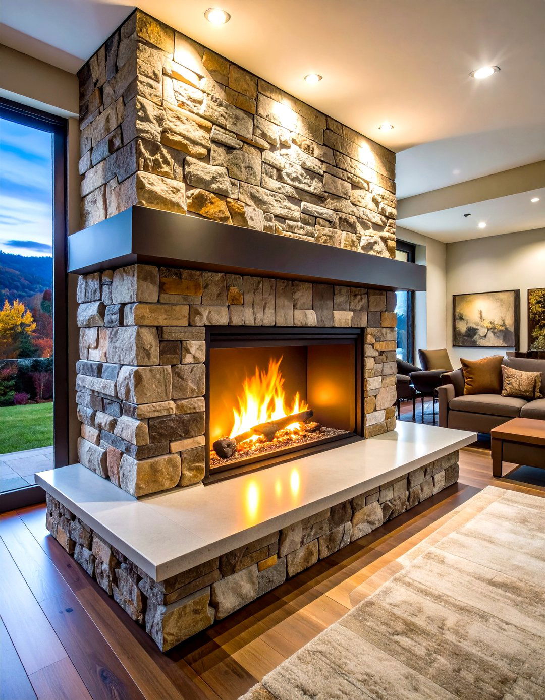 Statement Mantel Free Faux Stone Fireplace for Clean Lines - 20 Faux Stone Fireplace Ideas