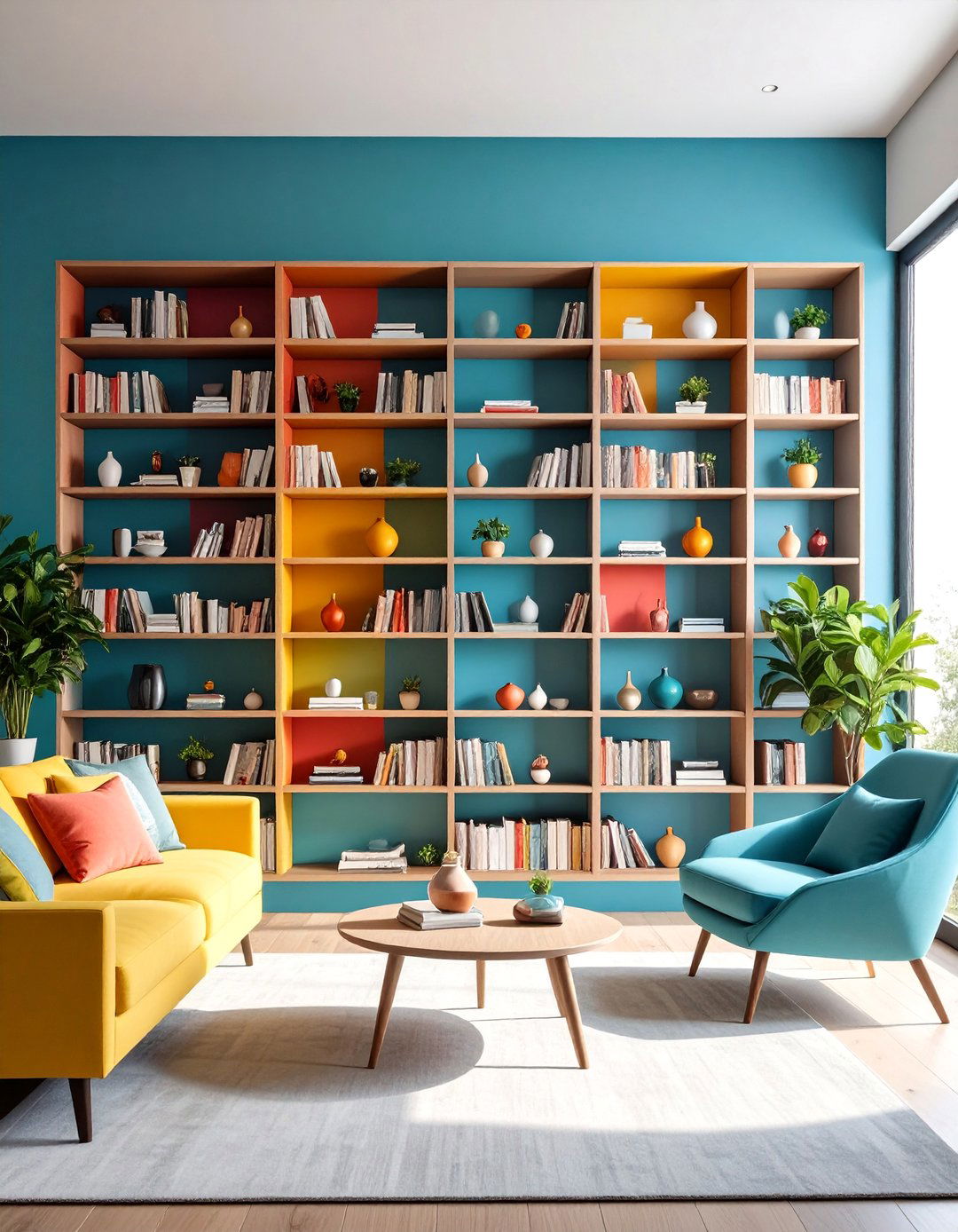 Statement Paint and Backdrop Treatments - 20 Bookshelf Decor Ideas