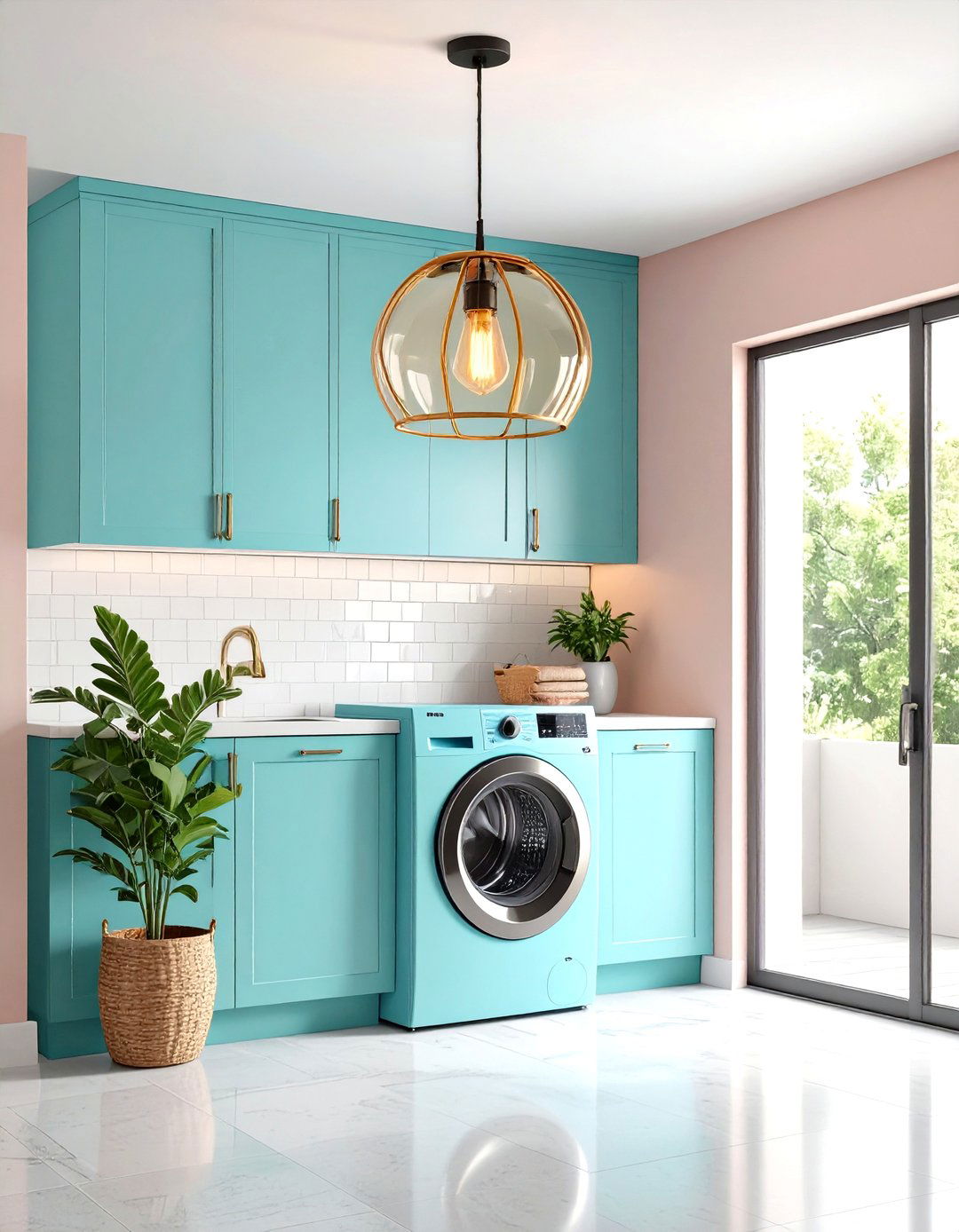 Statement Pendant Lighting - 20 Small Laundry Room Ideas With a Top Load Washing Machine