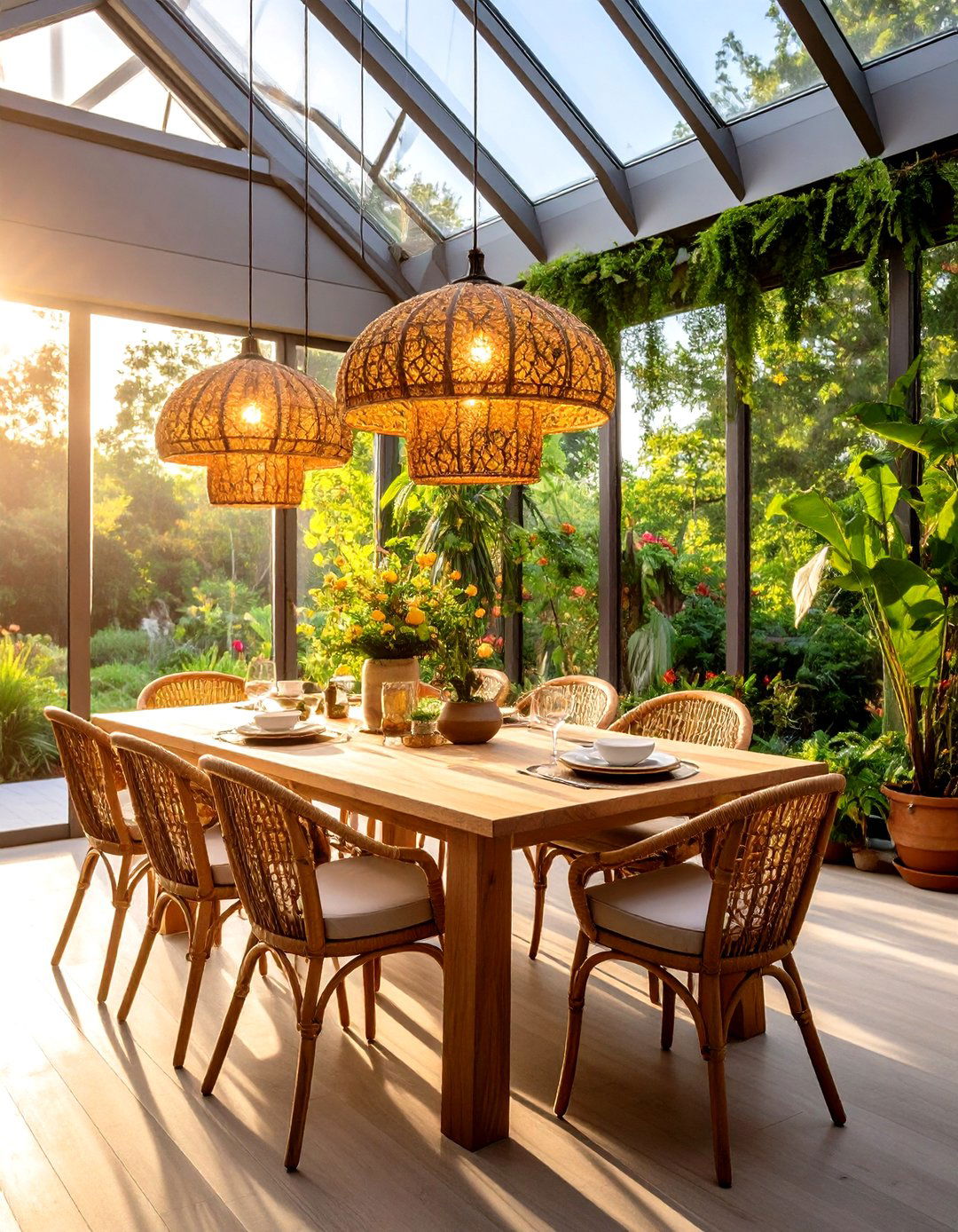 Statement Pendant Lighting in the Dining Room - 20 Greenhouse Dining Room Ideas