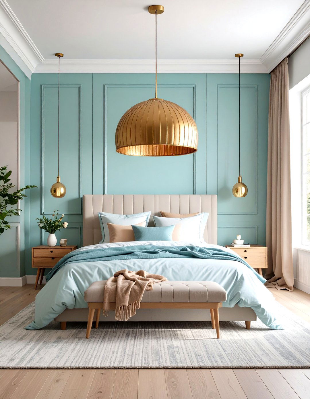 Statement Pendant Lighting - 20 Duck Egg Blue Bedroom Ideas