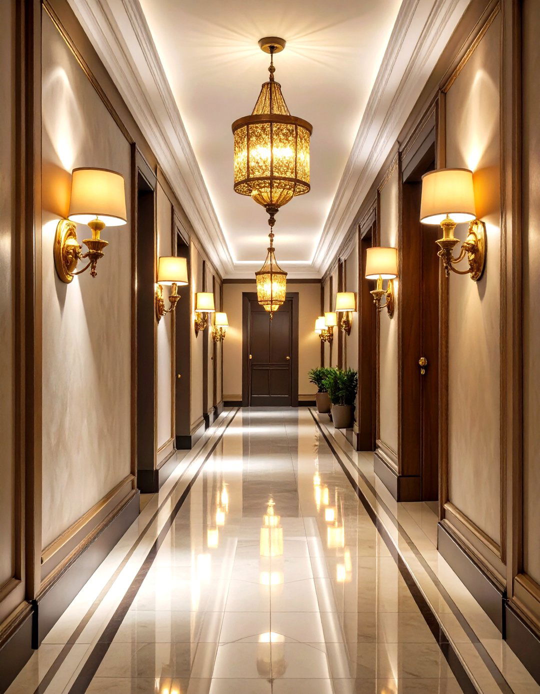 Statement Sconces at Eye Level - 20 Dark Hallway Ideas