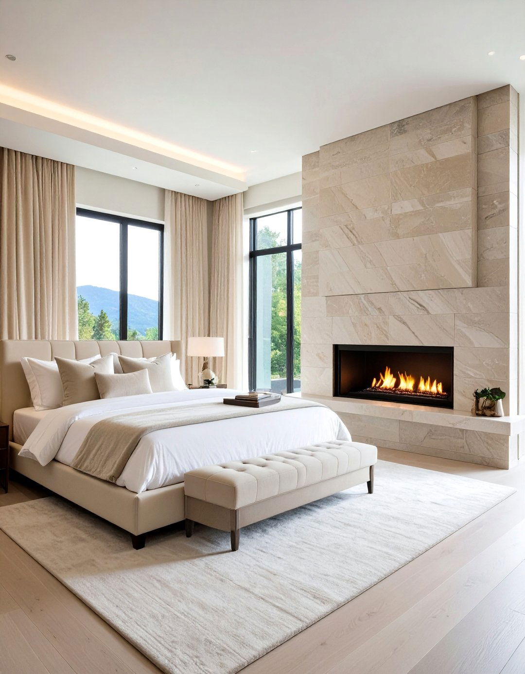 Statement Stone Slab Bedroom Fireplace - 20 Bedroom Fireplace Ideas