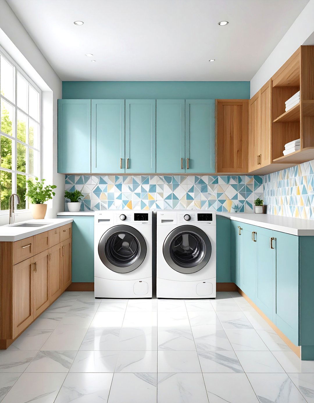 Statement Tile Modern Laundry Room Designs - 20 Modern Laundry Room Ideas