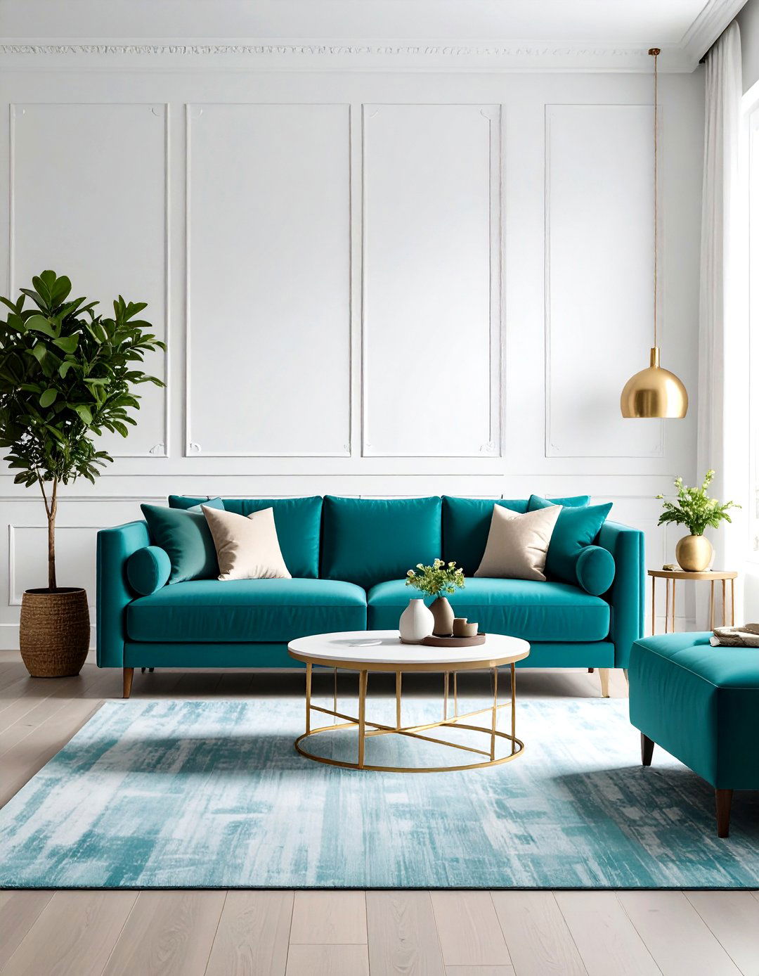 Statement Turquoise Sofa - 20 Turquoise Living Room Ideas
