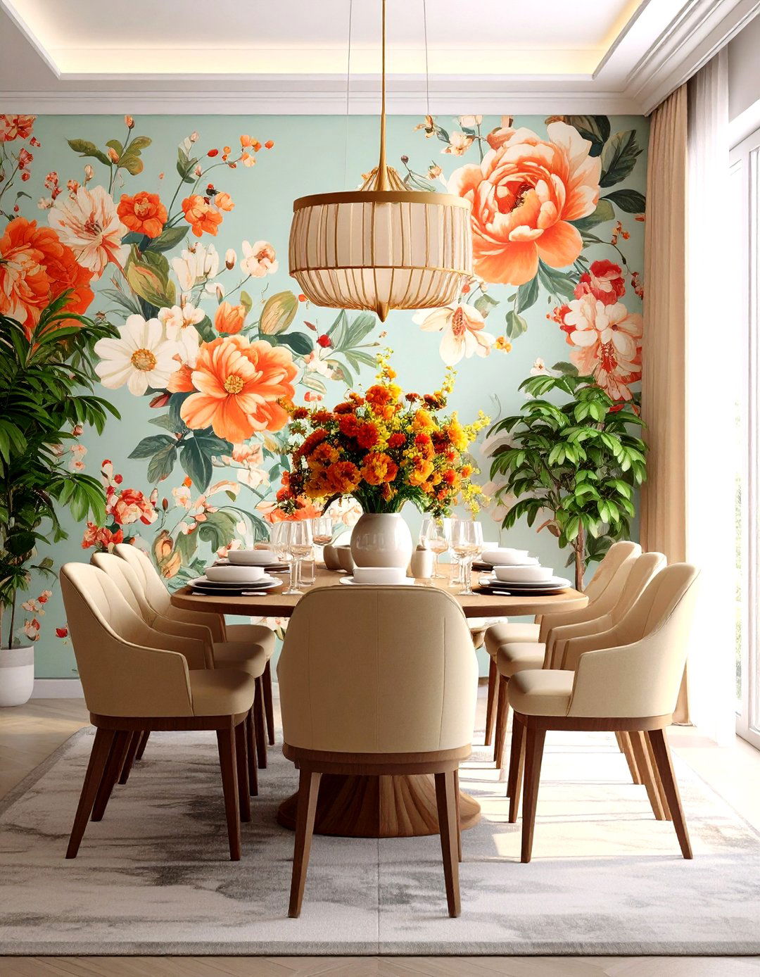 Statement Wallpaper Accent Wall - 20 Dining Room Accent Wall Ideas