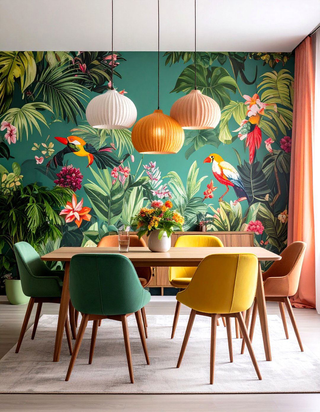 Statement Wallpaper Colorful Dining Room Ideas - 20 Colorful Dining Room Ideas