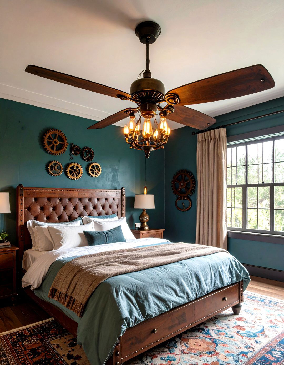 Steampunk Ceiling Fan - 20 Steampunk Bedroom Ideas