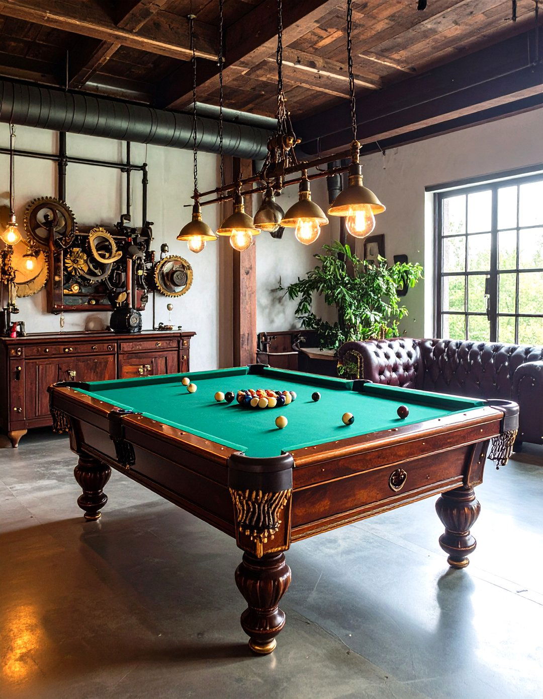 Steampunk Industrial Pool Table Room - 20 Pool Table Room Ideas