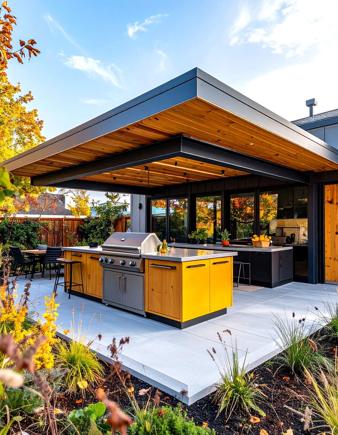 Steel Frame Outdoor Kitchen Roof - 20 Outdoor Kitchen Roof Ideas