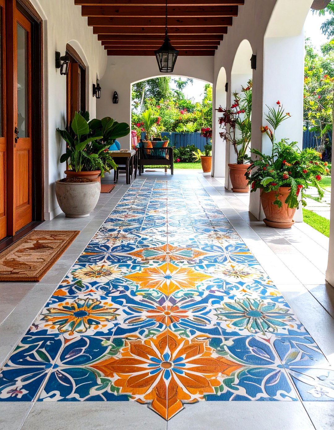 Stenciled Concrete Floors with Custom Patterns - 20 Concrete Floor Ideas