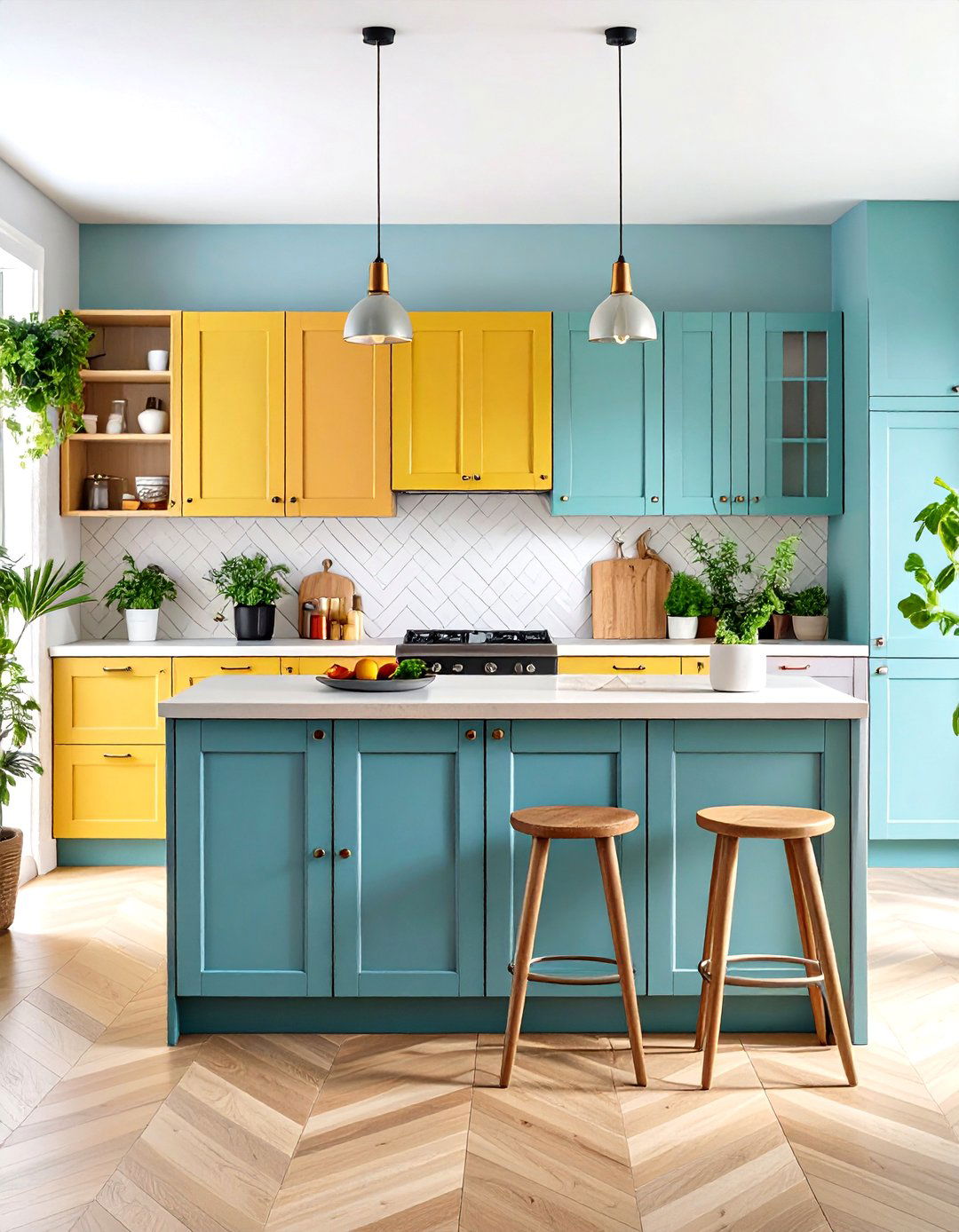 Stenciled Pattern Painting Kitchen Cabinet Art - 20 Painting Kitchen Cabinet Ideas