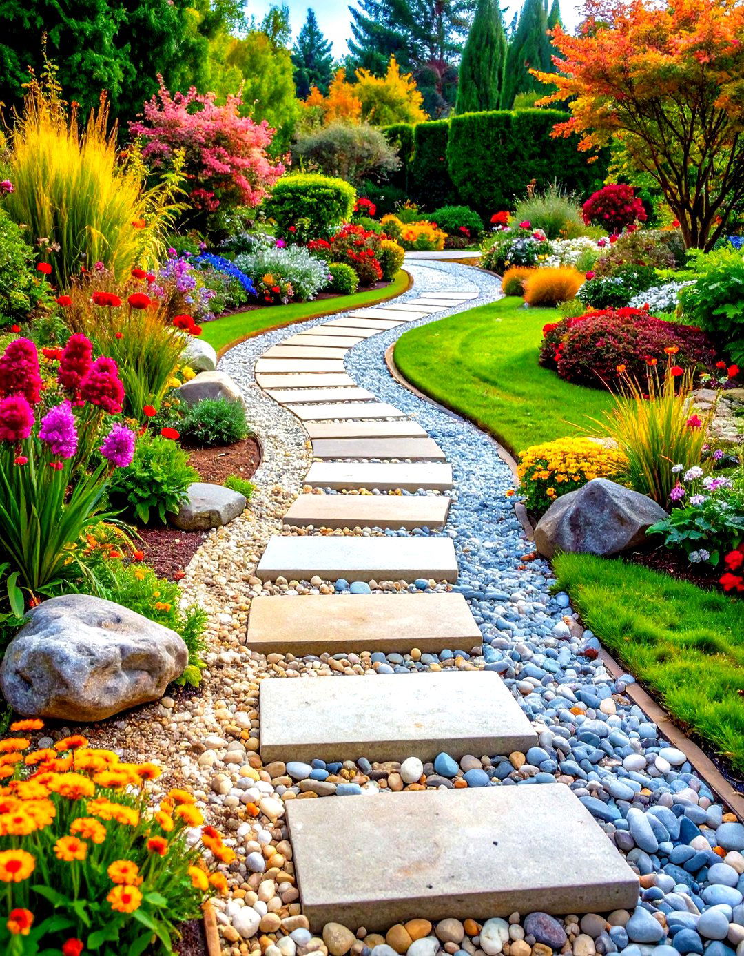 Stepping Stone Pea Gravel Walkway Design - 20 Pea Gravel Walkway Ideas