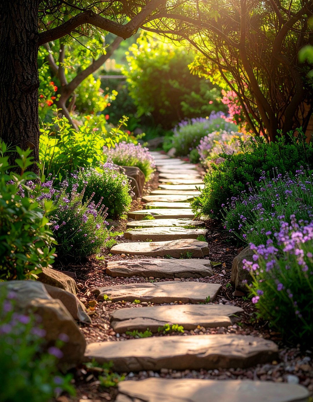 Stepping Stone Walkway Nestled in Groundcovers - 20 Front Walkway Ideas